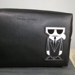 KARL LAGERFELD CUTE CLEVER QUIRKY PARIS MAYBELLE SLG COSMETIC BAG NWT